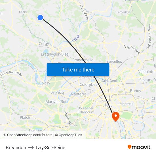 Breancon to Ivry-Sur-Seine map