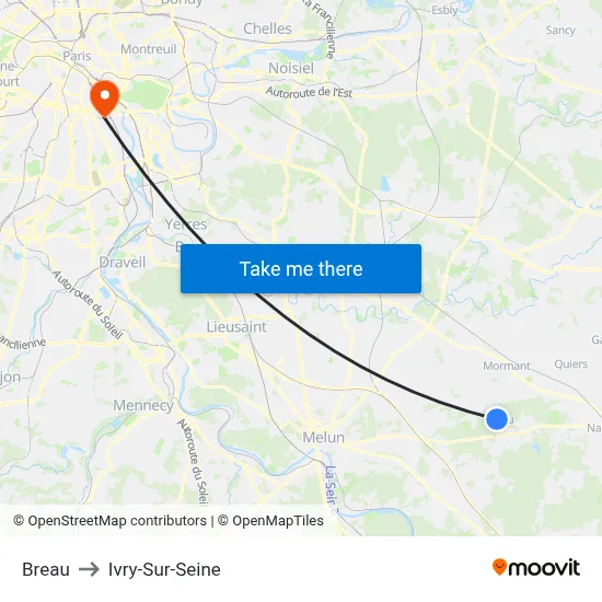 Breau to Ivry-Sur-Seine map