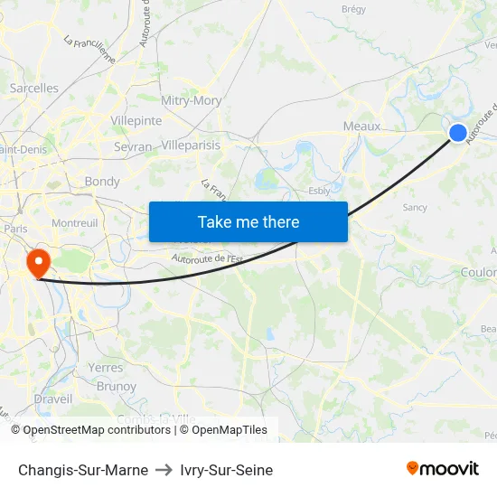 Changis-Sur-Marne to Ivry-Sur-Seine map