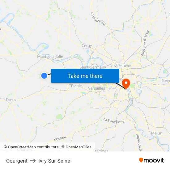 Courgent to Ivry-Sur-Seine map