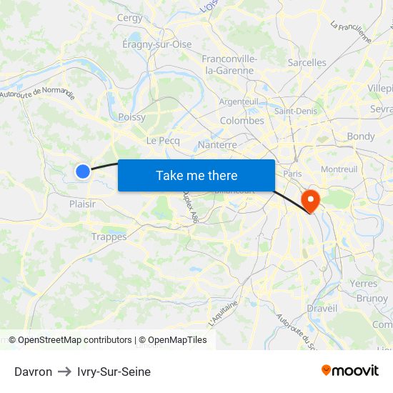 Davron to Ivry-Sur-Seine map