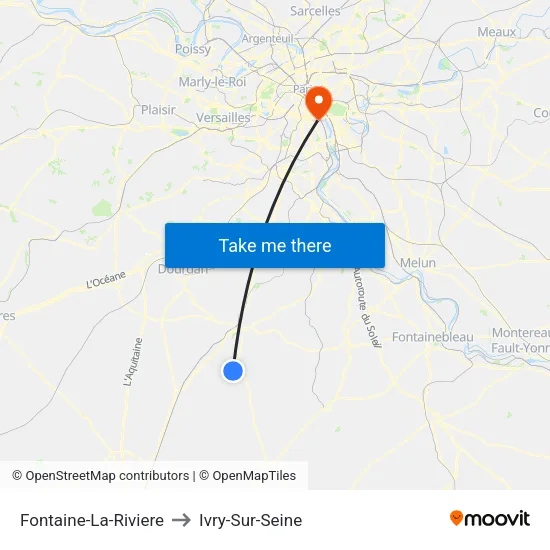 Fontaine-La-Riviere to Ivry-Sur-Seine map
