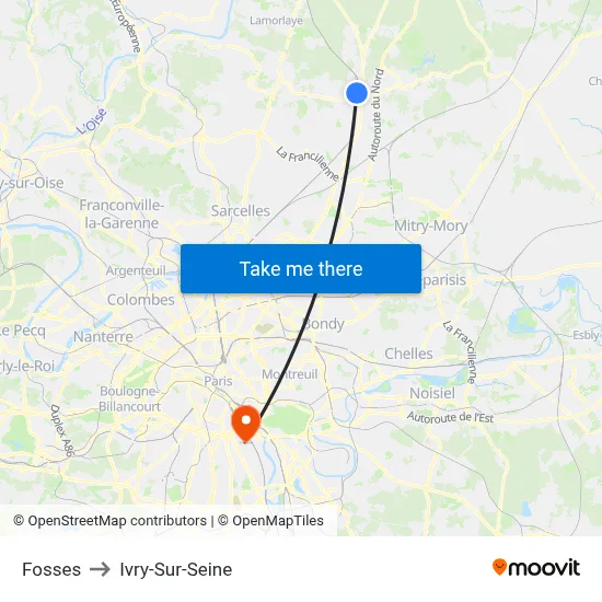 Fosses to Ivry-Sur-Seine map