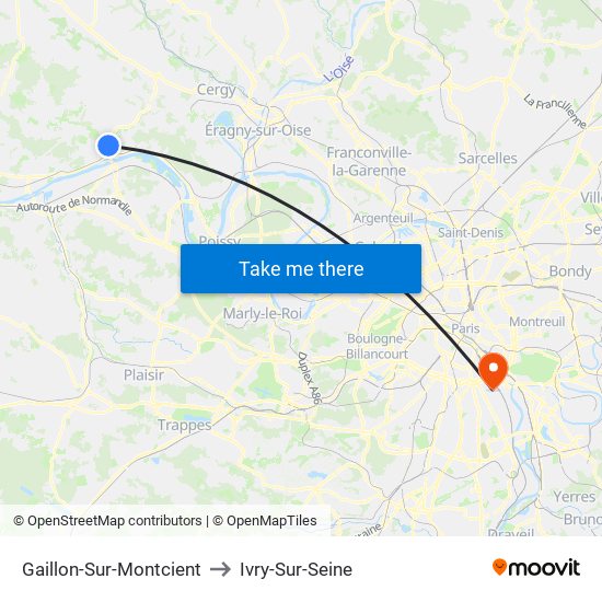 Gaillon-Sur-Montcient to Ivry-Sur-Seine map