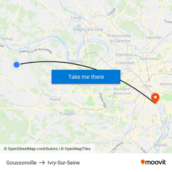 Goussonville to Ivry-Sur-Seine map