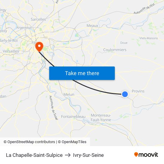 La Chapelle-Saint-Sulpice to Ivry-Sur-Seine map