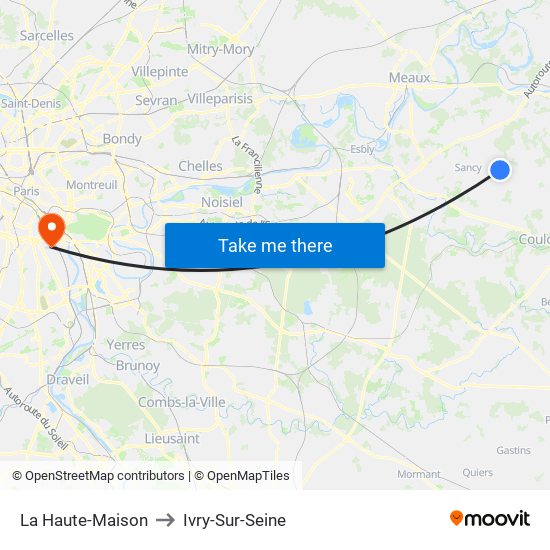 La Haute-Maison to Ivry-Sur-Seine map