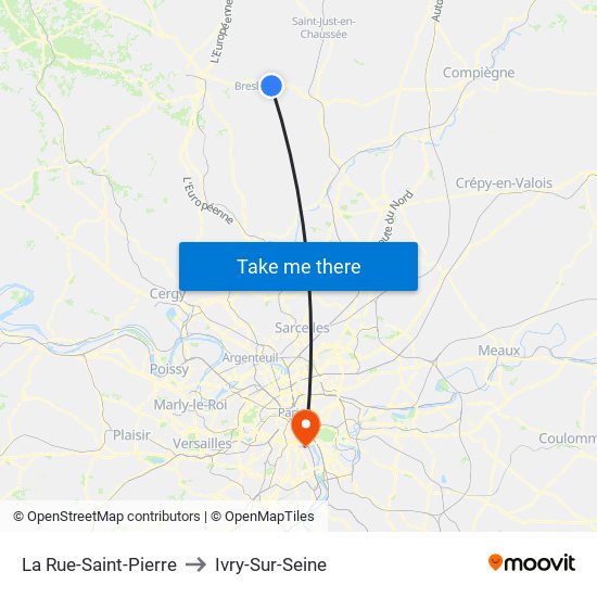 La Rue-Saint-Pierre to Ivry-Sur-Seine map