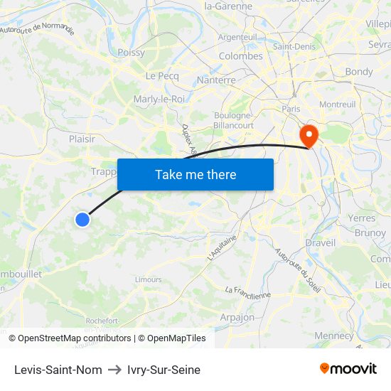 Levis-Saint-Nom to Ivry-Sur-Seine map