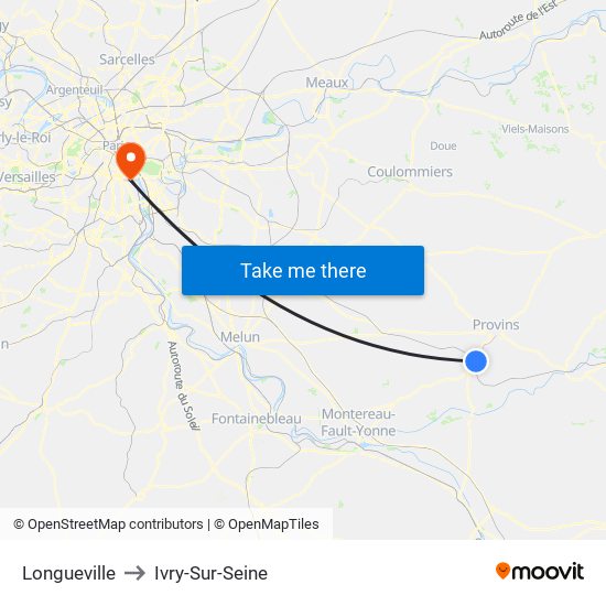Longueville to Ivry-Sur-Seine map
