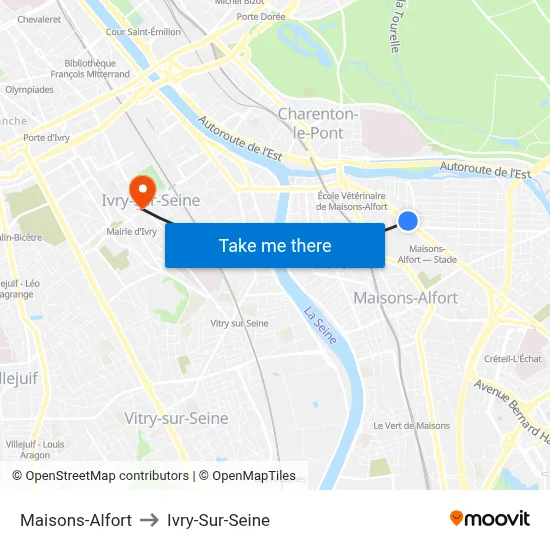 Maisons-Alfort to Ivry-Sur-Seine map
