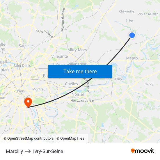 Marcilly to Ivry-Sur-Seine map