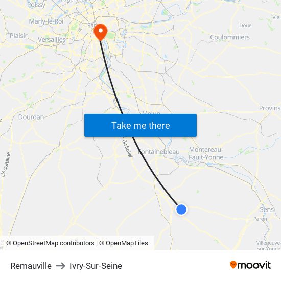 Remauville to Ivry-Sur-Seine map