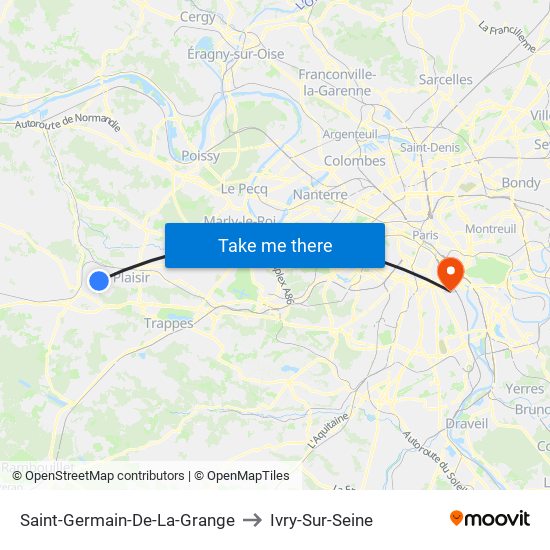 Saint-Germain-De-La-Grange to Ivry-Sur-Seine map