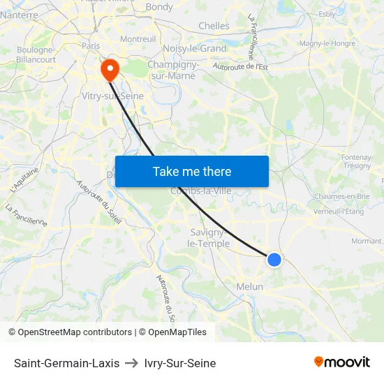 Saint-Germain-Laxis to Ivry-Sur-Seine map