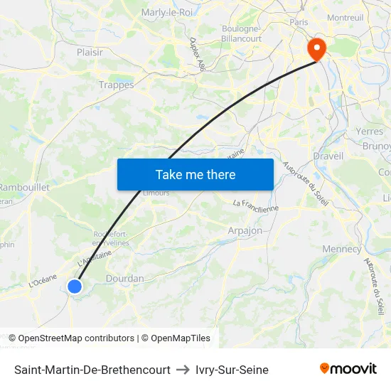 Saint-Martin-De-Brethencourt to Ivry-Sur-Seine map