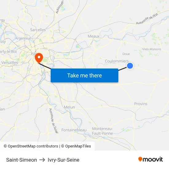 Saint-Simeon to Ivry-Sur-Seine map