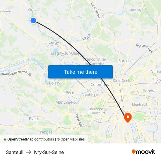 Santeuil to Ivry-Sur-Seine map