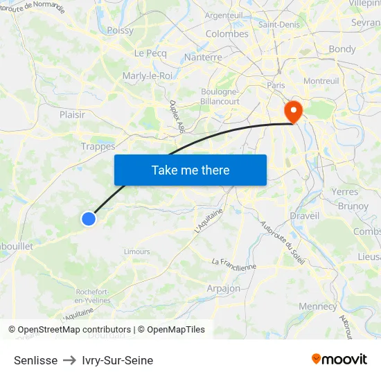 Senlisse to Ivry-Sur-Seine map