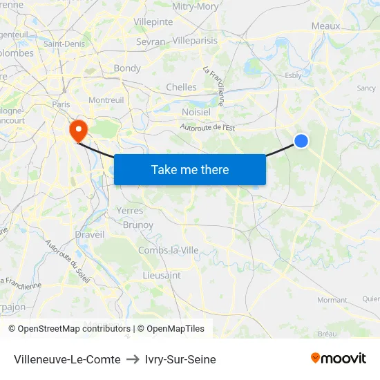 Villeneuve-Le-Comte to Ivry-Sur-Seine map