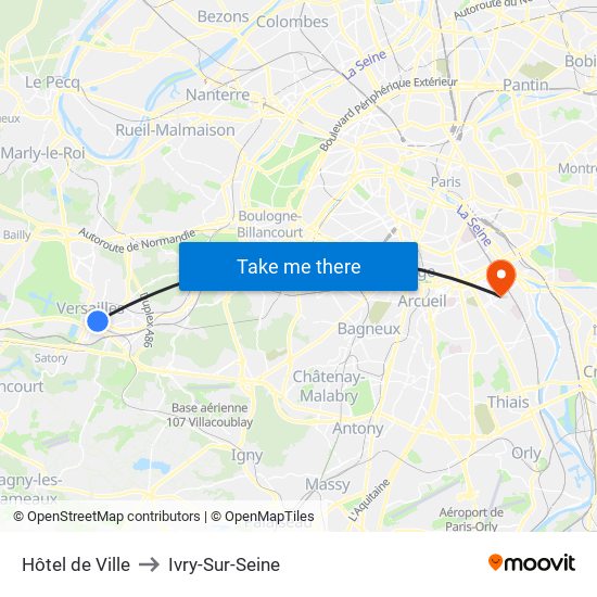 Hôtel de Ville to Ivry-Sur-Seine map