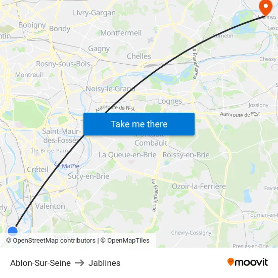 Ablon-Sur-Seine to Jablines map