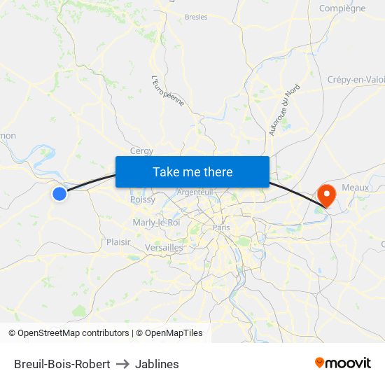 Breuil-Bois-Robert to Jablines map