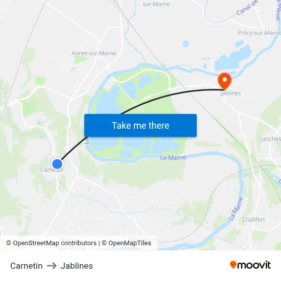 Carnetin to Jablines map