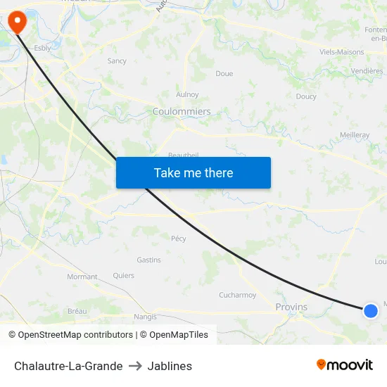 Chalautre-La-Grande to Jablines map