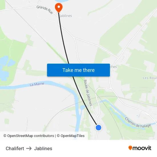Chalifert to Jablines map