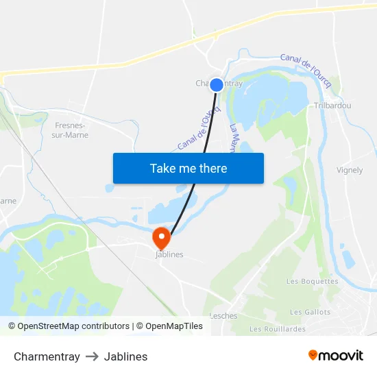 Charmentray to Jablines map