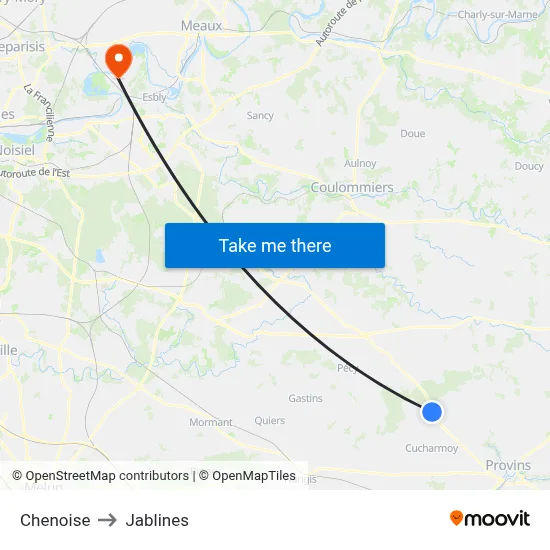 Chenoise to Jablines map