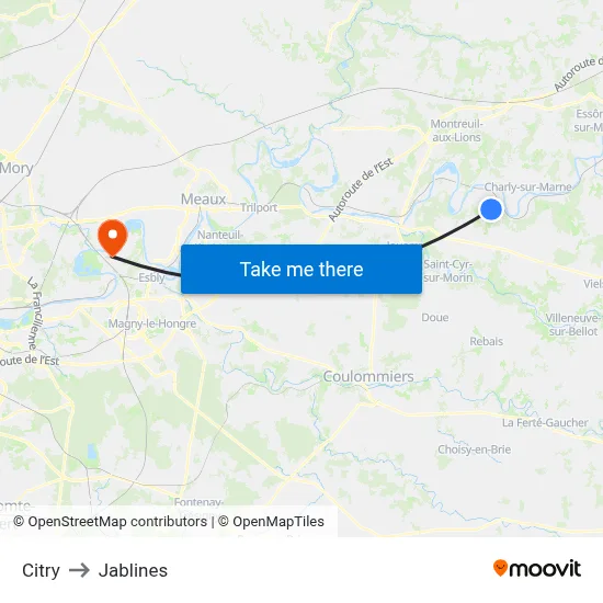 Citry to Jablines map