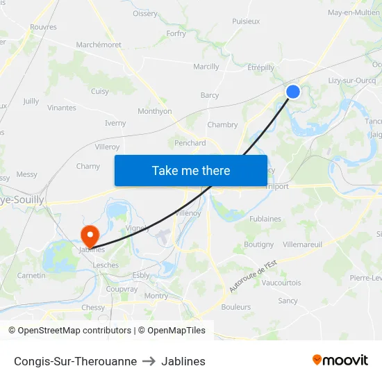 Congis-Sur-Therouanne to Jablines map