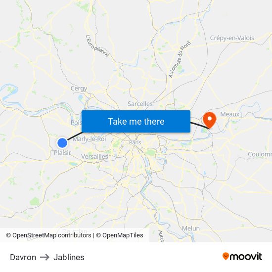 Davron to Jablines map