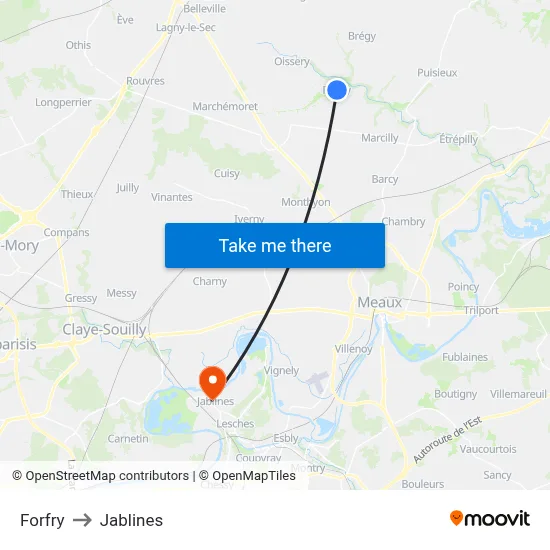 Forfry to Jablines map