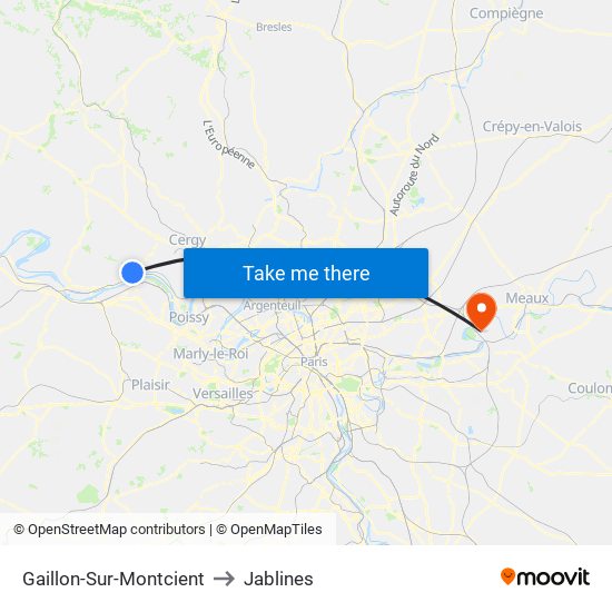 Gaillon-Sur-Montcient to Jablines map