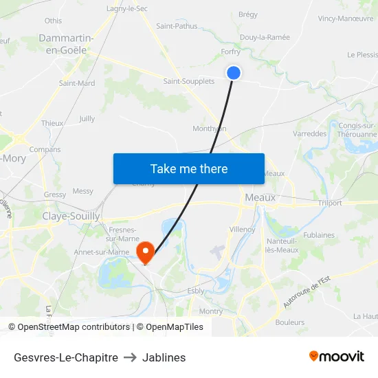 Gesvres-Le-Chapitre to Jablines map