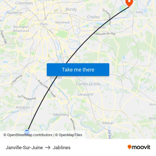 Janville-Sur-Juine to Jablines map