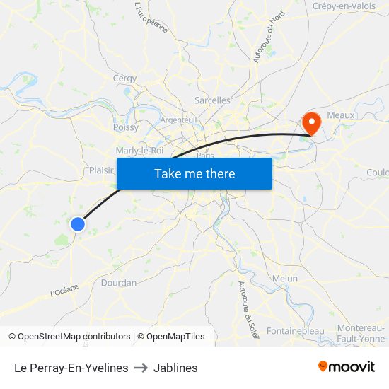 Le Perray-En-Yvelines to Jablines map