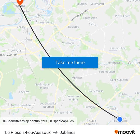 Le Plessis-Feu-Aussoux to Jablines map