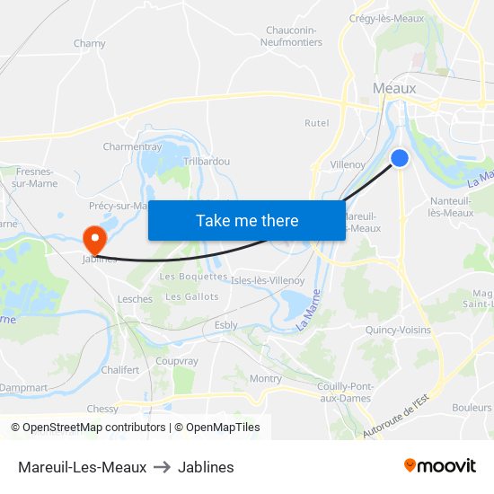 Mareuil-Les-Meaux to Jablines map