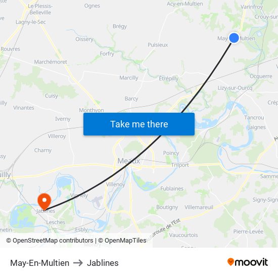 May-En-Multien to Jablines map