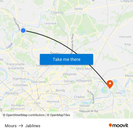 Mours to Jablines map