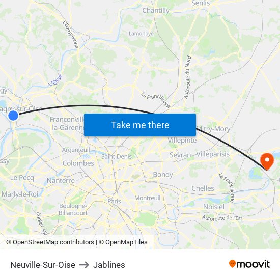 Neuville-Sur-Oise to Jablines map