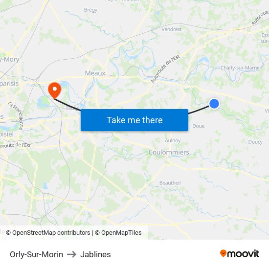 Orly-Sur-Morin to Jablines map