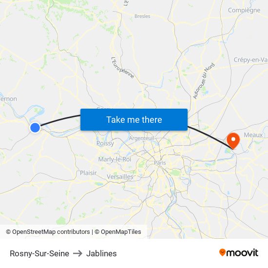 Rosny-Sur-Seine to Jablines map