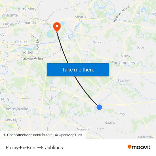 Rozay-En-Brie to Jablines map