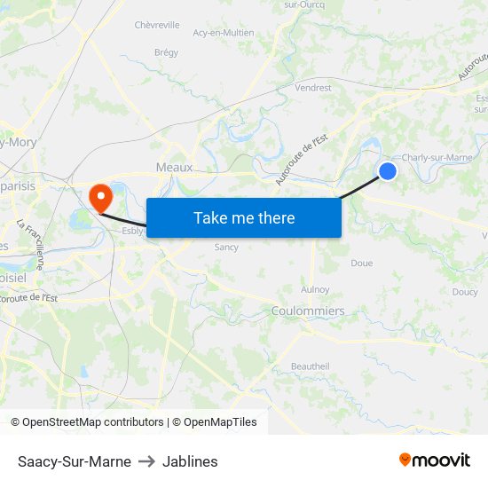 Saacy-Sur-Marne to Jablines map
