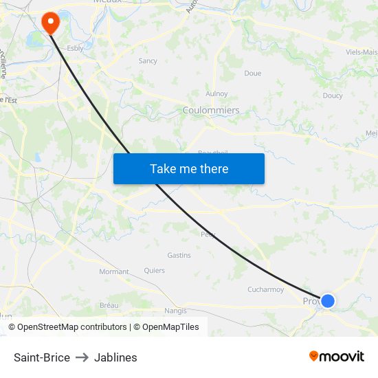 Saint-Brice to Jablines map